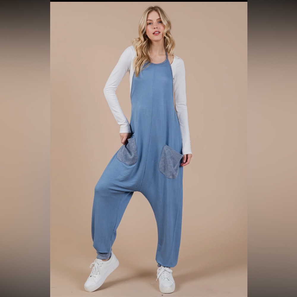 Boho Front Pocket Sleeveless Jumpsuit